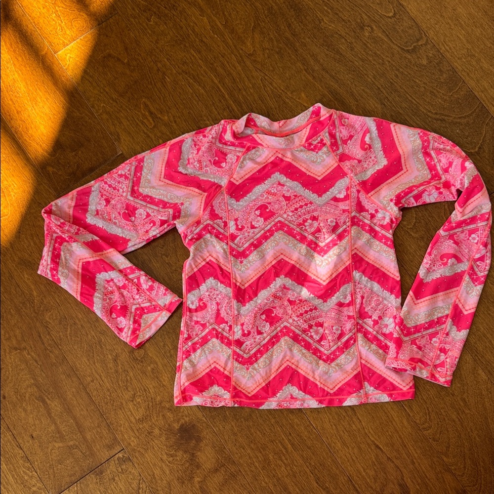 Malibu Pink and White Zigzag Kids Swim Coverup